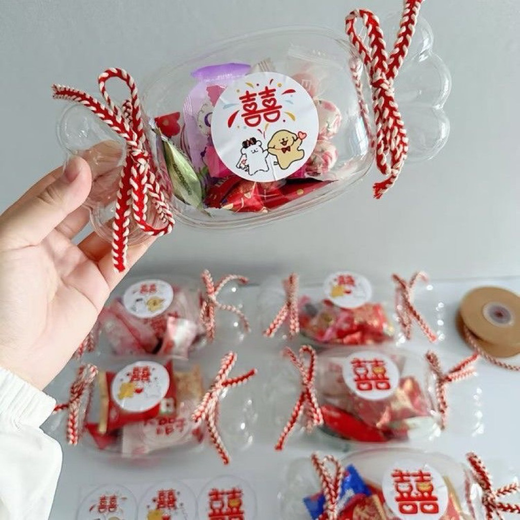 Set 10 Hộp Nhựa Hình Kẹo Dễ Thương – Đựng Bánh Mousse, Tiramisu, Trái Cây, Kẹo Handmade