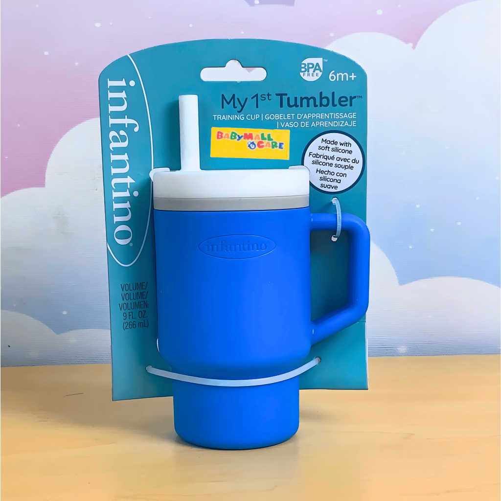 Cốc Tập Uống Infantino Silicone 266ml Có Ống Hút Chống Rò Rỉ Nước Cho Bé 6M+|  Babymall & Care