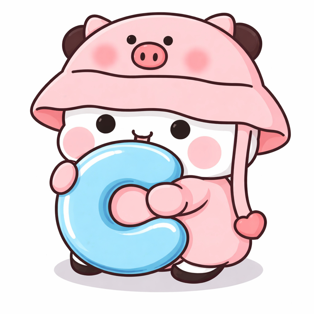 Móc Khoá Chữ Cái Bé Heo Hồng Đội Mũ Cute