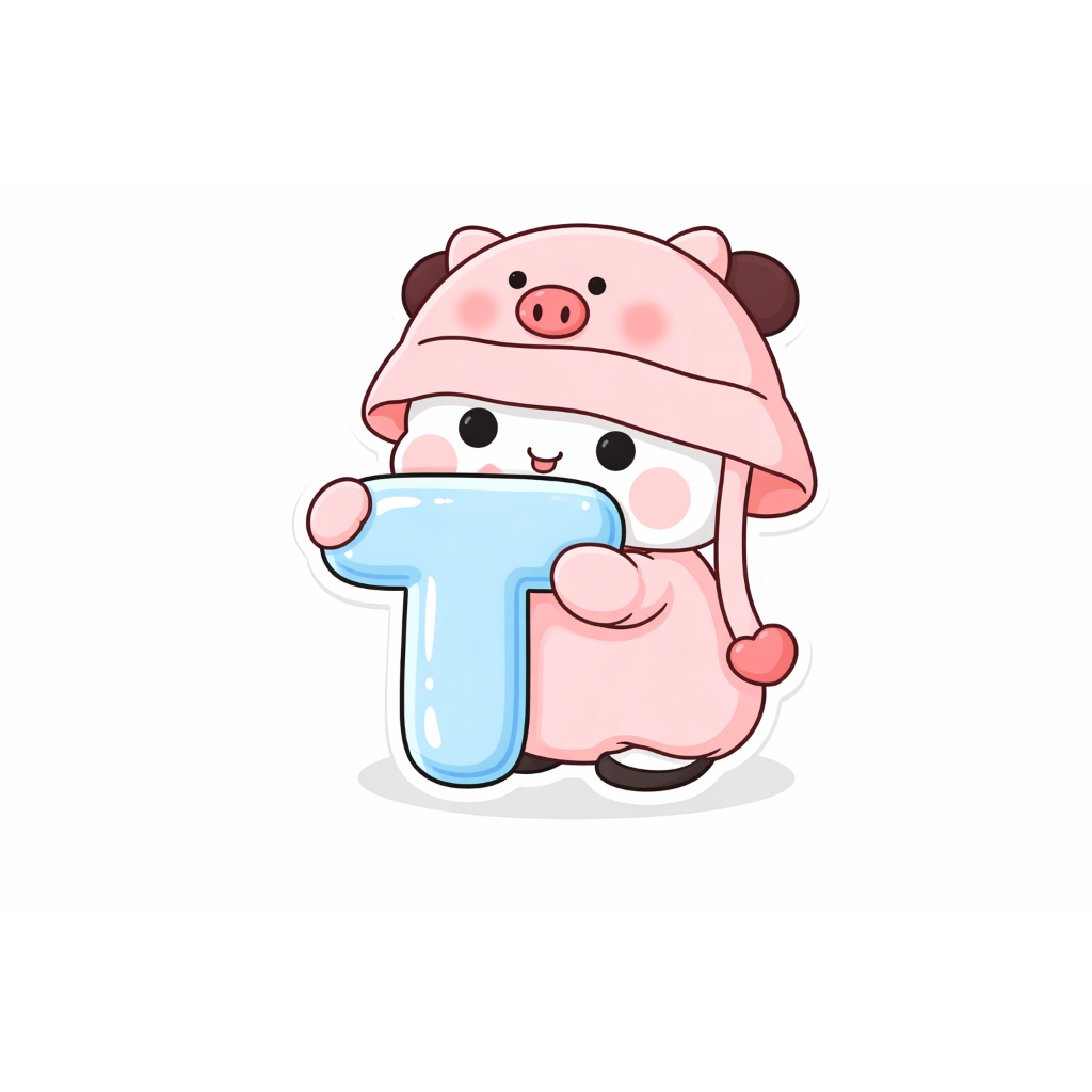 Móc Khoá Chữ Cái Bé Heo Hồng Đội Mũ Cute