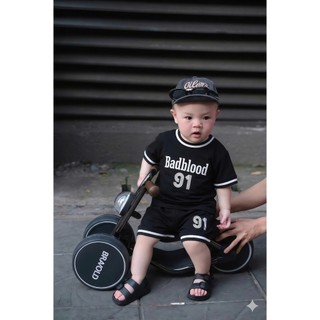 Set Bộ Bé Trai BADBLOOD91 Đen Áo Thun Quần Short Coton Mát Mịn 7-15kg,Đồ Bé Trai Thể Thao Mùa Hè A18