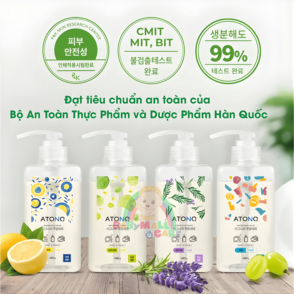 Nước Rửa Bình Sữa Atono2 480ml Làm Sạch Dịu Nhẹ Dụng Cụ Ăn Uống Rau Củ | Babymall & Care