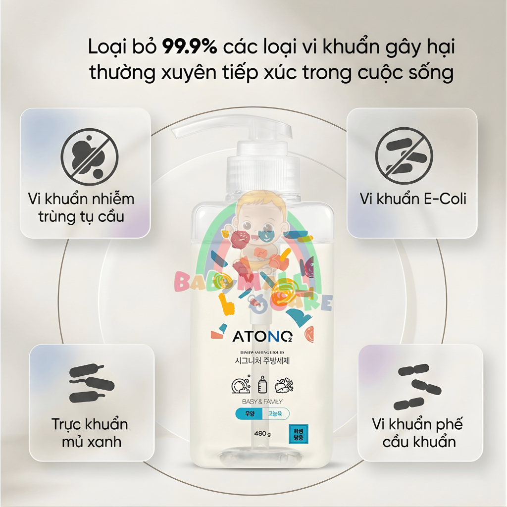 Nước Rửa Bình Sữa Atono2 480ml Làm Sạch Dịu Nhẹ Dụng Cụ Ăn Uống Rau Củ | Babymall & Care