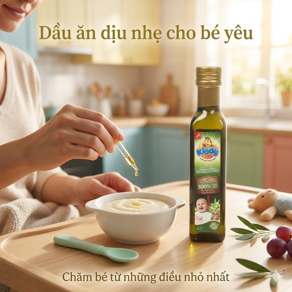 Dầu Kiddy Ăn Dặm Cho Bé – Bổ Sung DHA, Omega 3-6-9 Giúp Bé Tăng Cân, Phát Triển Não Bộ