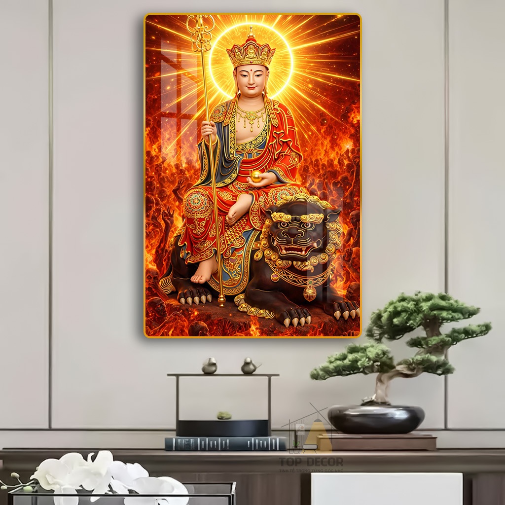 Tranh Treo Decor "ĐỊA TẠNG VƯƠNG BỒ TÁT" Tranh Decor - Tranh Treo Phòng khách, Tranh Treo phòng thờ, Tranh tráng gương