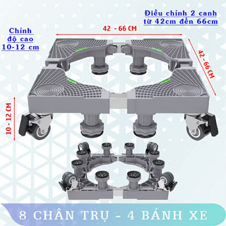 Chân Đế Máy Giặt , Tủ Lạnh ErgoTek 8 Trụ 4 Bánh Xe Giảm Rung Giảm Chấn Chính Hãng