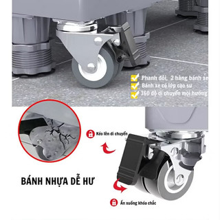Chân Đế Máy Giặt , Tủ Lạnh ErgoTek 8 Trụ 4 Bánh Xe Giảm Rung Giảm Chấn Chính Hãng