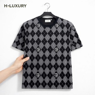 Áo thun nam họa tiết diamond caro xám đen unisex form rộng phong cách cực chất