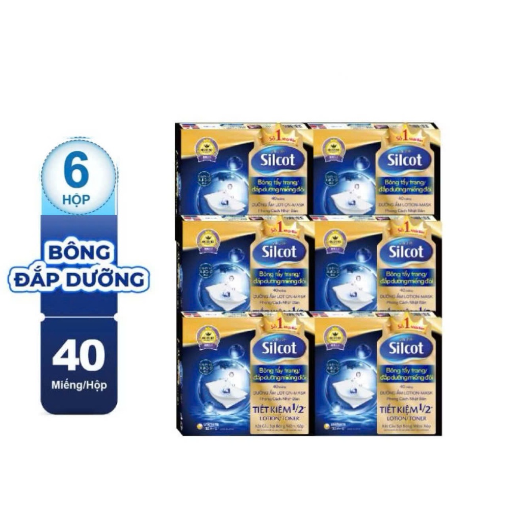 Bộ 6 hộp Bông tẩy trang Silcot Cơ Bản 82 Miếng, Cao Cấp 66 Miếng, Đắp Dưỡng 40 Miếng/ Hộp