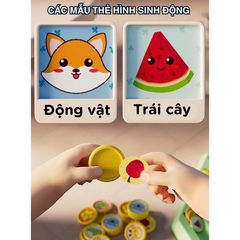 Bộ Đồ Chơi Cờ Lật Mặt Ghi Nhớ Tìm Hình Giống Nhau Cho Nhiều Người Chơi Rèn Luyện Trí Nhớ, Tặng Kèm Bút