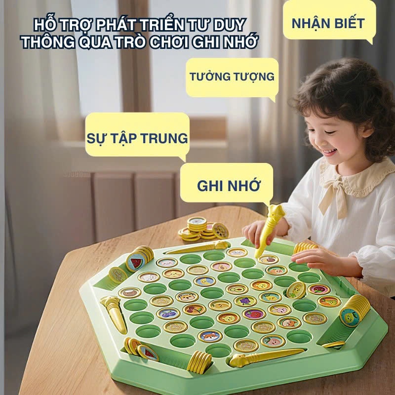 Bộ Đồ Chơi Cờ Lật Mặt Ghi Nhớ Tìm Hình Giống Nhau Cho Nhiều Người Chơi Rèn Luyện Trí Nhớ, Tặng Kèm Bút