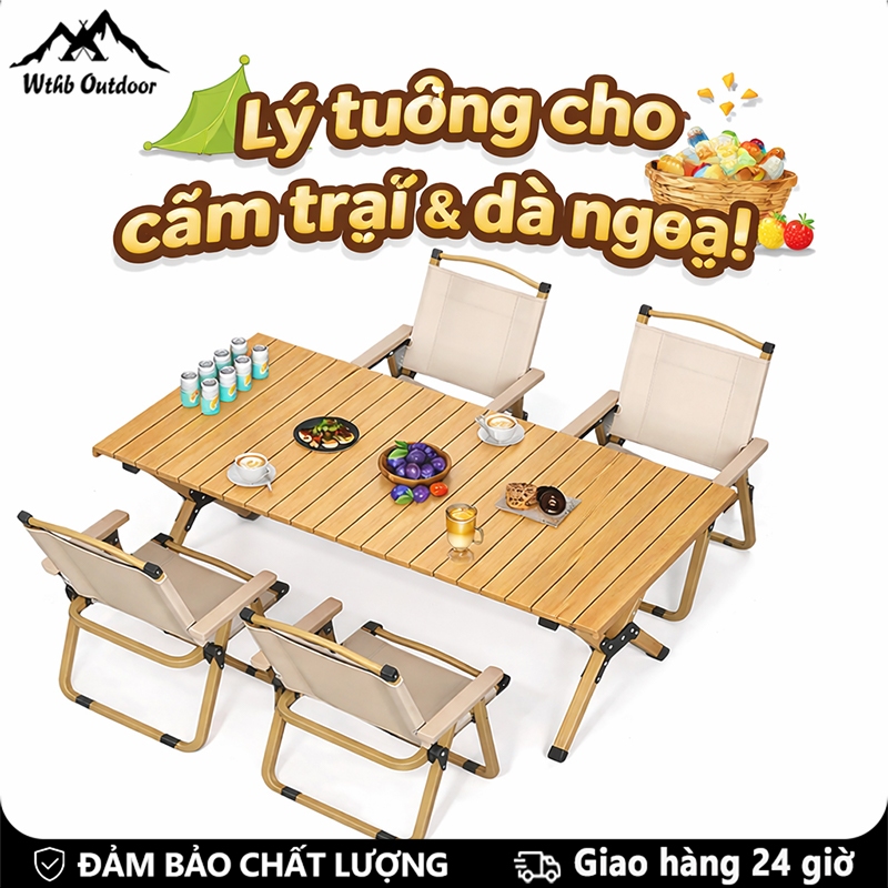 WTHB Outdoor Bàn gấp gọn camping, Siêu bền & Chịu nhiệt & Kháng ăn mòn - Lý Tưởng cho dã ngoại, cắm trại, câu cá