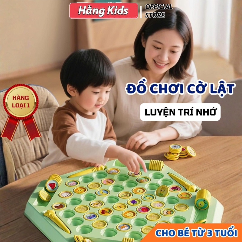 Bộ Đồ Chơi Cờ Lật Mặt Ghi Nhớ Tìm Hình Giống Nhau Cho Nhiều Người Chơi Rèn Luyện Trí Nhớ, Tặng Kèm Bút