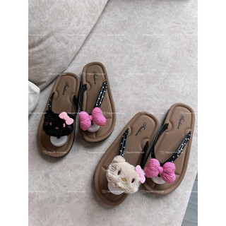 Dép tông xỏ ngón bản đế nâu NGATODER gắn hình gấu cute