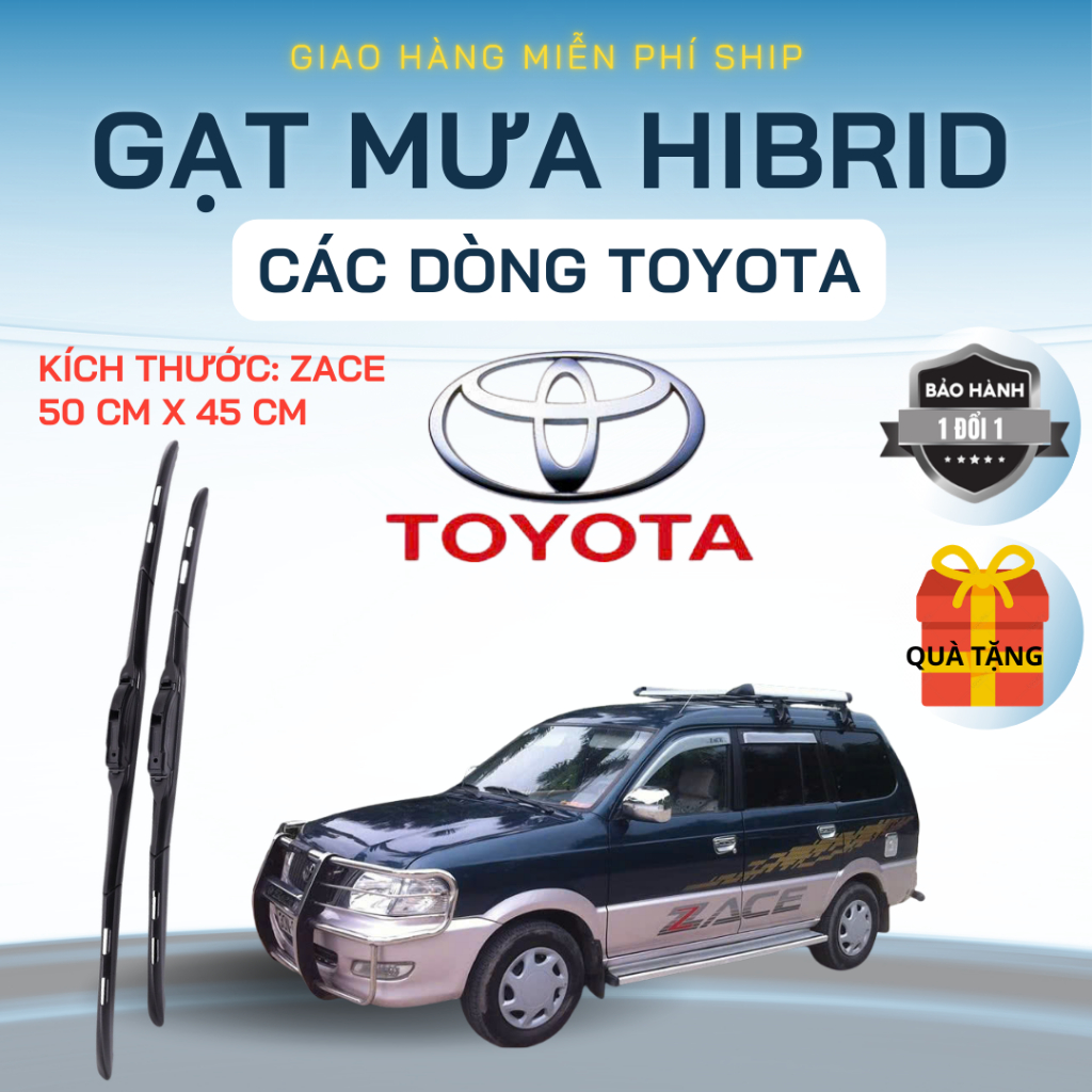Gạt Mưa Ô Tô TOYOTA ZACE, CAMRY, FORTUNER, INNOVA, HILUX, ALTIS Lưỡi Silicon Nano Gạt Sạch Êm. 3K
