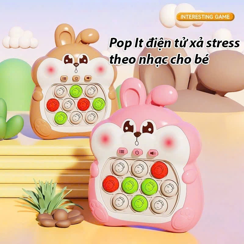 Pop It Điện Tử Cho Bé Có Nhạc & Đèn LED – Đồ Chơi Xả Stress, Luyện Phản Xạ