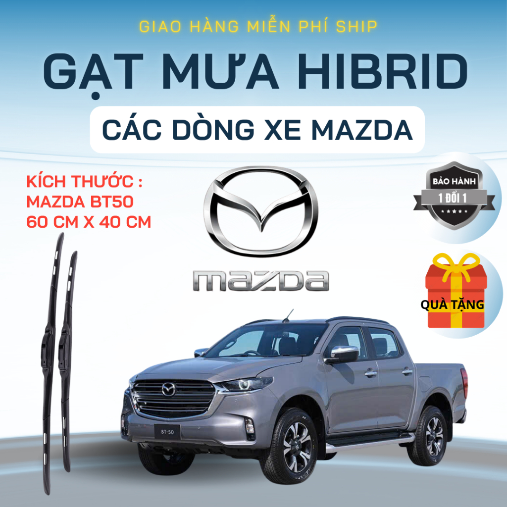 Gạt Mưa Ô Tô MAZDA BT50, CX5, CX8, CX9, MAZDA2, MAZDA3,6 CX3... Lưỡi Silicon NANO Gạt Sạch Êm. 3K