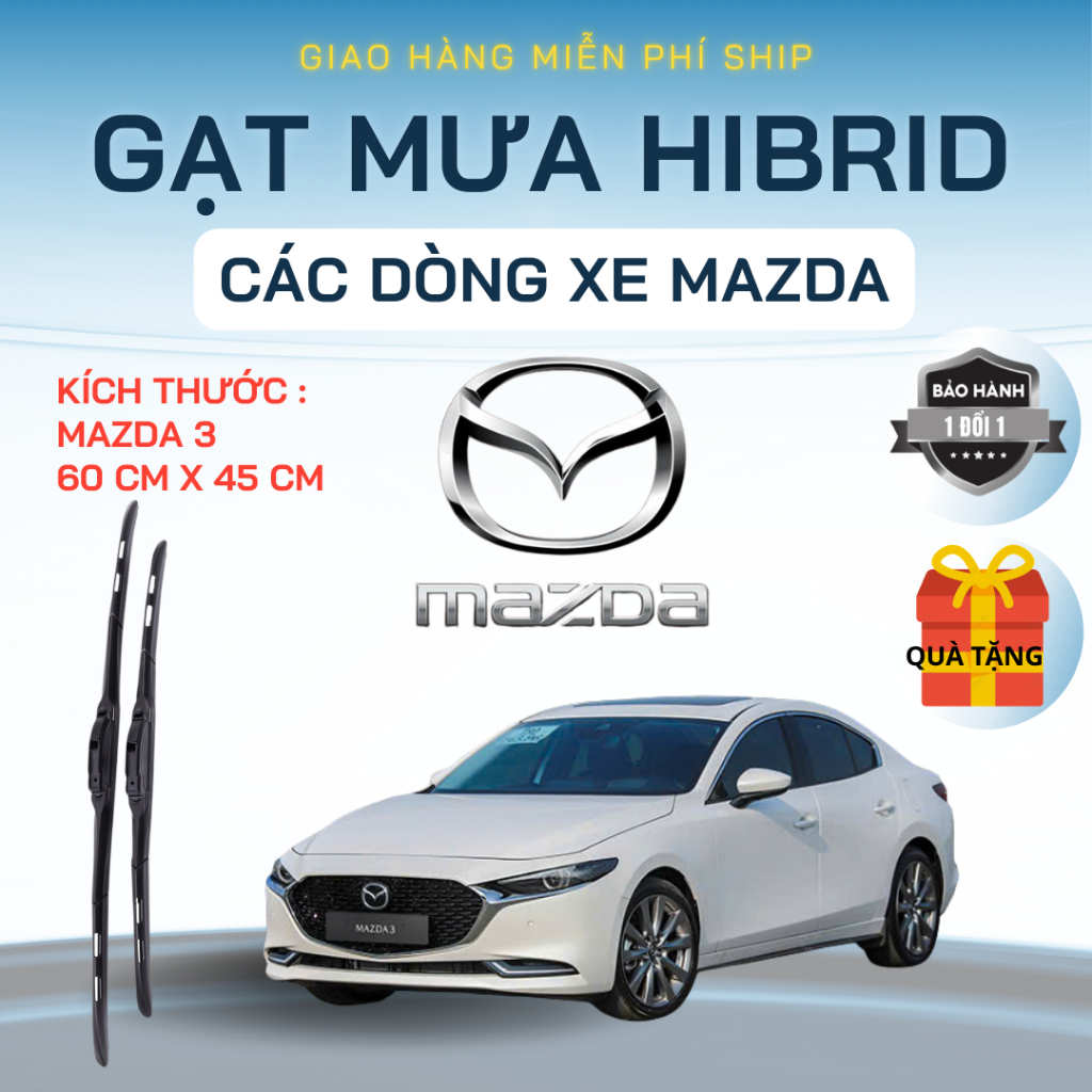 Gạt Mưa Ô Tô MAZDA  MAZDA3,  MAZDA2,6, BT50, CX5, CX8, CX9, CX3... Lưỡi Silicon NANO Gạt Sạch Êm.3K