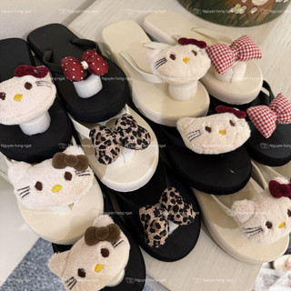 Dép tông xỏ ngón bản quai đục NGATODER gắn kitty + nơ