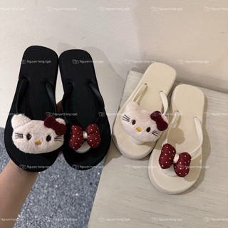 Dép tông xỏ ngón bản quai đục NGATODER gắn kitty + nơ