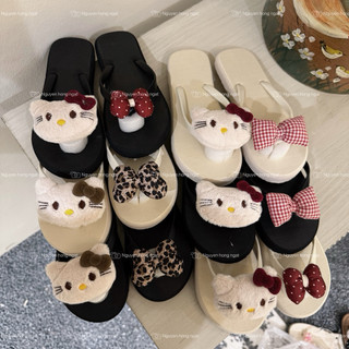 Dép tông xỏ ngón bản quai đục NGATODER gắn kitty + nơ