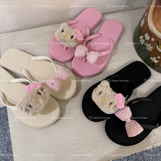 Dép tông xỏ ngón bản quai đục NGATODER gắn kitty + nơ