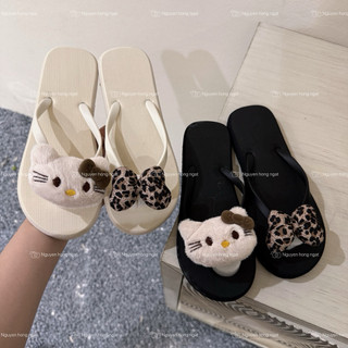 Dép tông xỏ ngón bản quai đục NGATODER gắn kitty + nơ