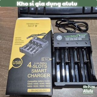 Máy Sạc Pin 18650 4 Khe USB Thông Minh Tự Ngắt, Sạc Pin Lithium Li-ion 3.7V 14500 16340 26650 - Kho Sỉ Gia Dụng Alulu