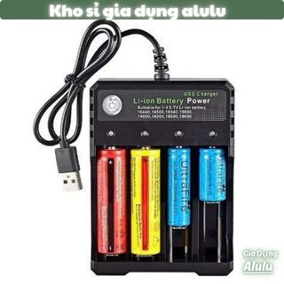Máy Sạc Pin 18650 4 Khe USB Thông Minh Tự Ngắt, Sạc Pin Lithium Li-ion 3.7V 14500 16340 26650 - Kho Sỉ Gia Dụng Alulu