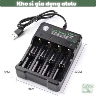 Máy Sạc Pin 18650 4 Khe USB Thông Minh Tự Ngắt, Sạc Pin Lithium Li-ion 3.7V 14500 16340 26650 - Kho Sỉ Gia Dụng Alulu