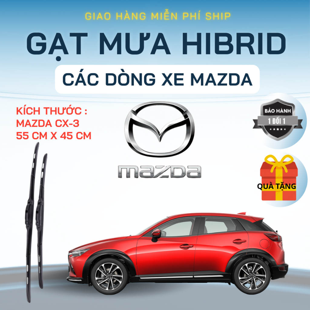 Gạt Mưa Ô Tô MAZDA CX-3, BT50, CX5, CX8, CX9, MAZDA2, MAZDA3,6... Lưỡi Silicon NANO Gạt Sạch Êm.3K