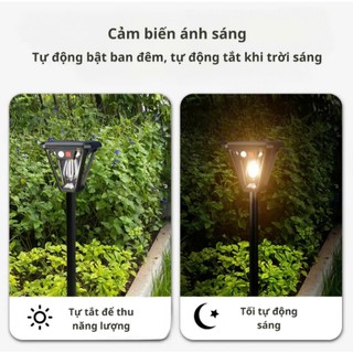 Đèn Cắm Vườn Năng Lượng Mặt Trời 3 Chế Độ Sáng Cảm Biến Chuyển Động Người Chống Nước
