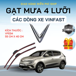 Gạt Mưa Ô Tô VINFAST VFe34, LUX A, LUX SA, FADIL, VFe34, VF3, VF5, VF6, VF7, VF8, VF9, HERIO, LIMO GREEN, Silicon 4 Lưỡi