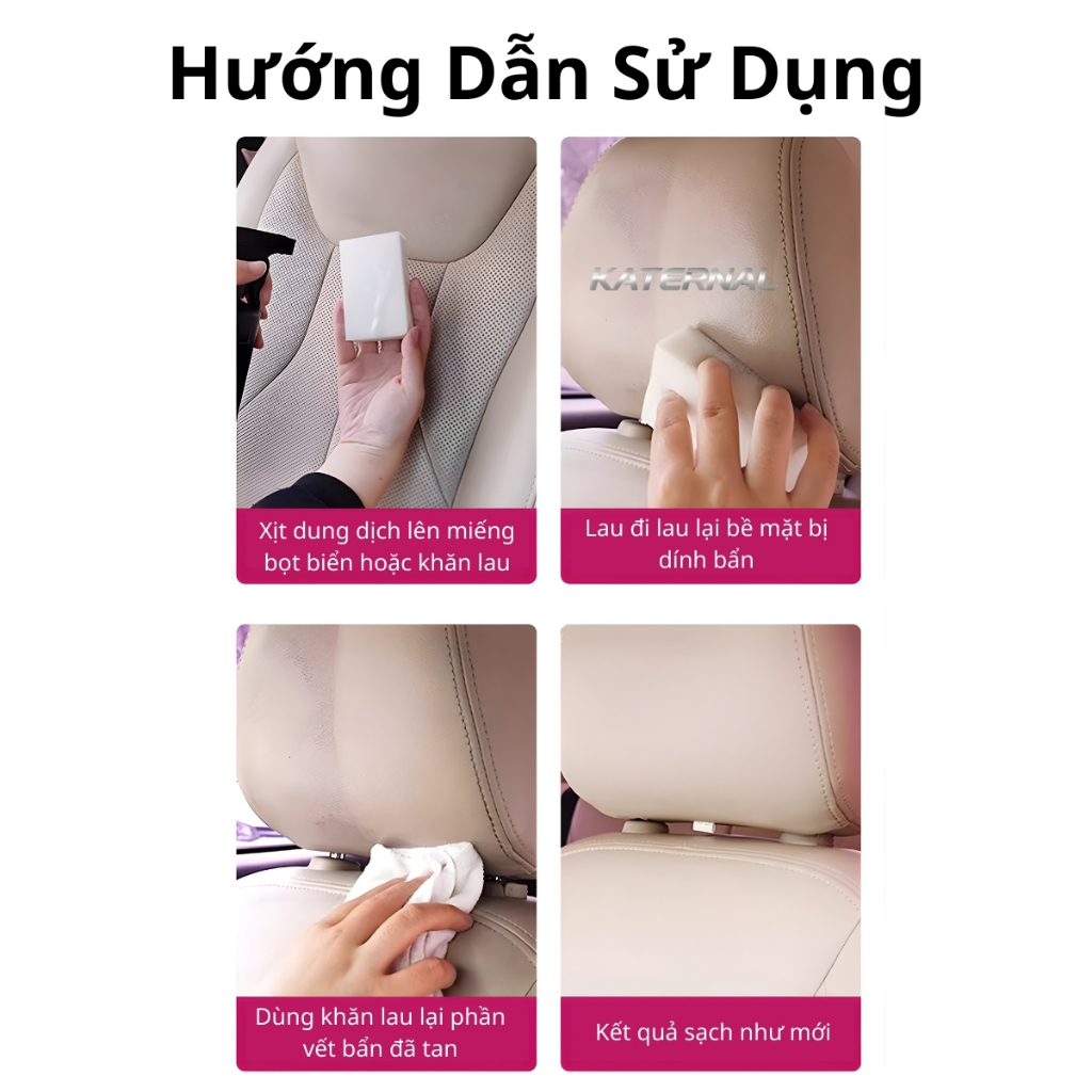 Chai Xịt Vệ Sinh Nội Thất Xe Hơi 200ml – Dung Dịch Làm Sạch Ghế Da, Taplo, Nhựa Ô Tô