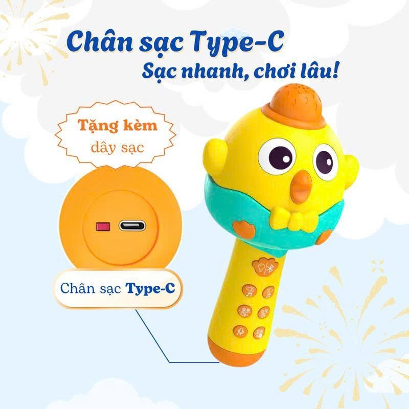 Đồ Chơi Micro Hát Karaoke Không Dây Cho Bé Kèm Sạc Micro Đổi Giọng Nói Phát Nhạc Đọc Truyện Cho Bé