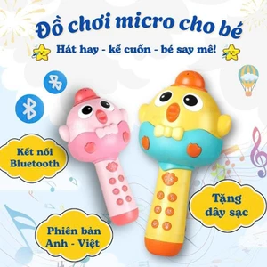 Đồ Chơi Micro Hát Karaoke Không Dây Cho Bé Kèm Sạc Micro Đổi Giọng Nói Phát Nhạc Đọc Truyện Cho Bé