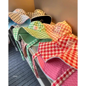 👒 MŨ BUCKET VÀNH RỘNG HỌA TIẾT CARO - CỰC XINH CÙNG DÂY THẮT NƠ CÁ TÍNH