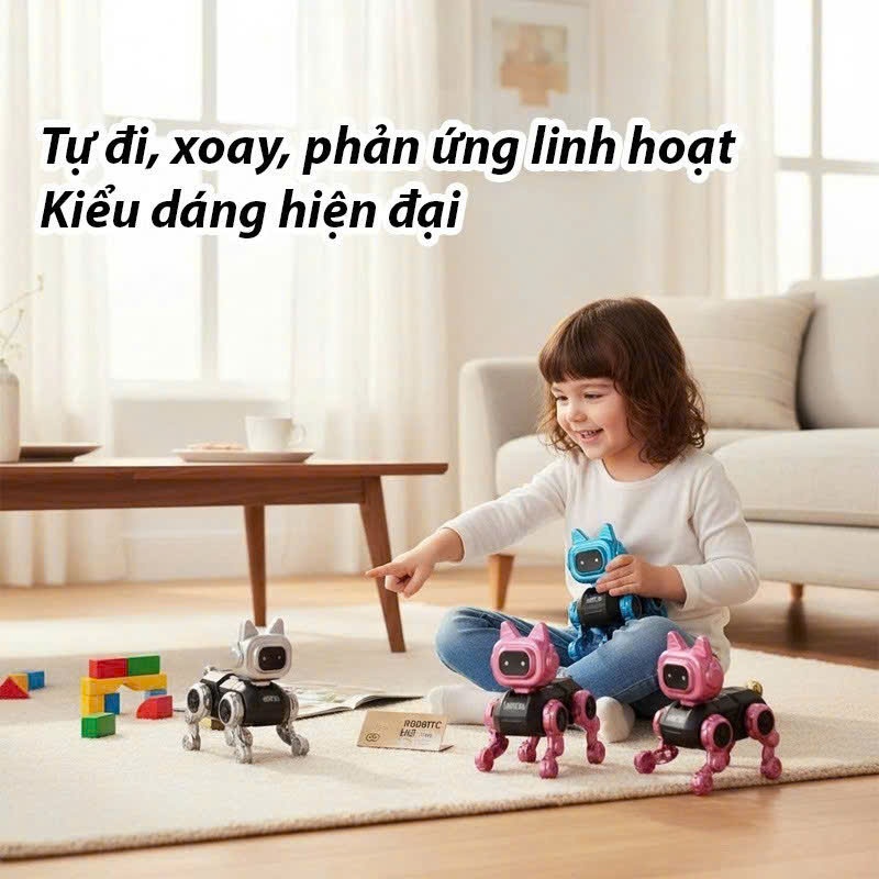 Chó Robot Đồ Chơi Mini – Di Chuyển Tự Động Siêu Cute Cho Bé