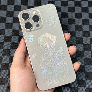Miếng Dán Lưng Viền iPhone PPF Nhám Hình Cô Gái Hoa Hồng – Từ iPhone 12 Đến 17 ProMax
