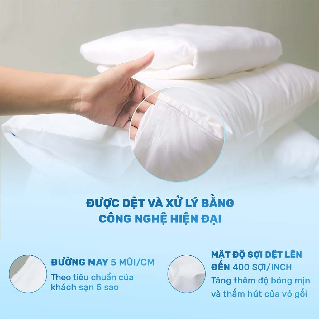 Vỏ Gối Trắng Vải T200 Chính Hãng TOPAZ Cao Cấp Dành Cho Khách Sạn 5 Sao - Mềm Mại Bền Bỉ Đầy Đủ Size