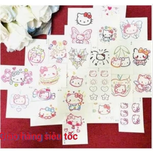 Sét 100 Tấm hình xăm Hello Kitty Dễ Thương Chống Thấm Nước Và Màu Bền ( hàng loại 1)