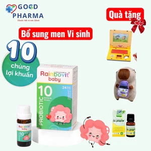 Chính Hãng - Men 10 chủng Rainbovit baby chai 5ml hỗ trợ hệ tiêu hóa cho bé khỏe mạnh