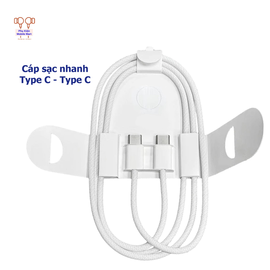 Cáp Sạc Nhanh Type C – Type C 1m Bọc Dù Trắng, Hỗ Trợ Sạc Nhanh, Dây Sạc Bền Chống Gãy Gập C16