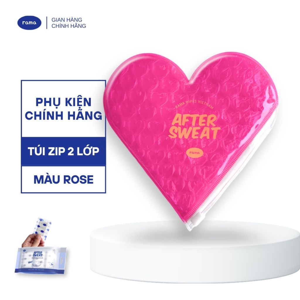 RAMA Túi đựng mỹ phẩm mini hình trái tim 2 lớp, lót Bubble chống sốc - Phụ kiện chính hãng