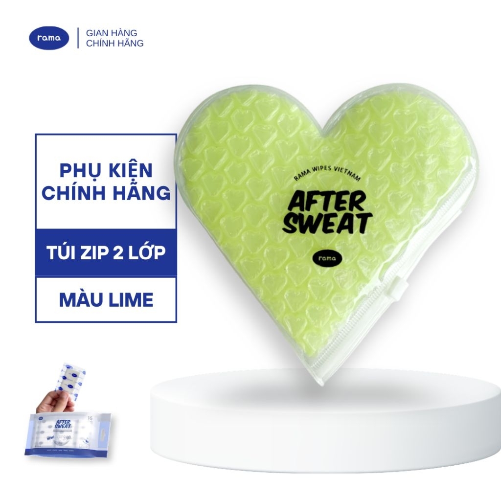 RAMA Túi đựng mỹ phẩm mini hình trái tim 2 lớp, lót Bubble chống sốc - Phụ kiện chính hãng