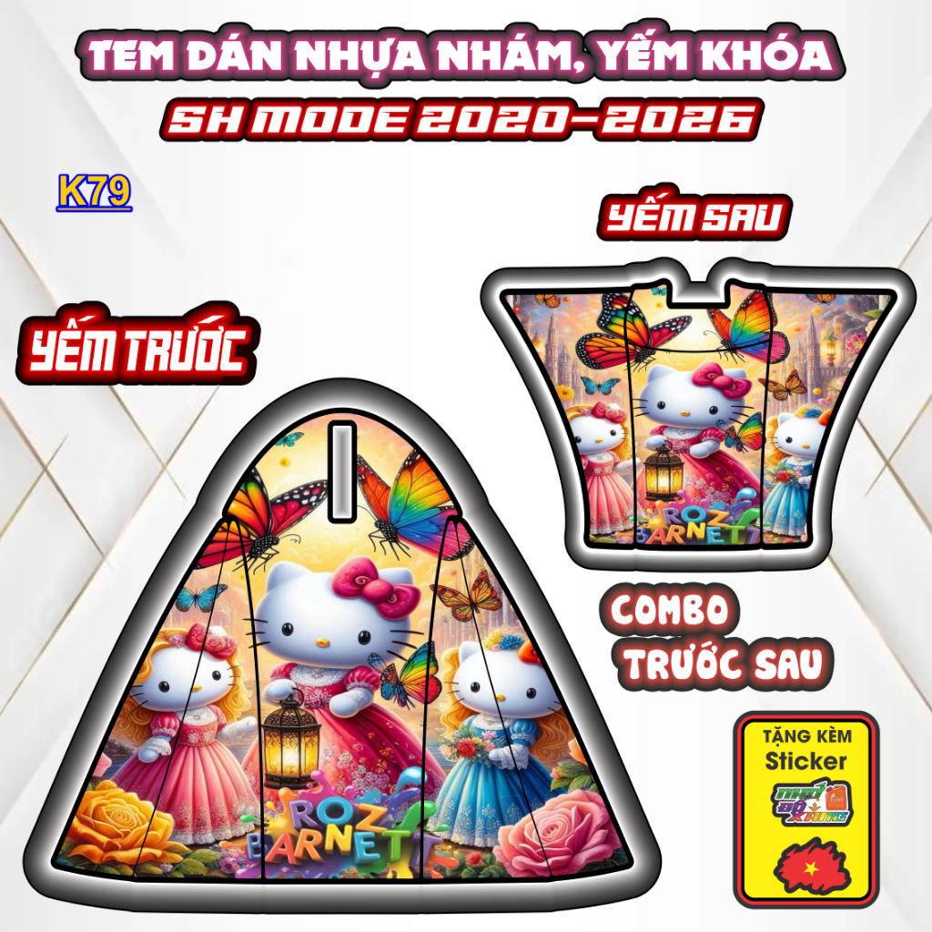 Bộ Tem Nhựa Nhám SH MODE 2020-2026 Mẫu Helokitty - Thiết Kế Tinh Tế, Tạo Điểm Nhấn Sang Trọng Cho Xe.