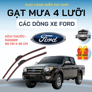 Gạt Mưa Ô Tô FORD RANGER, RAPTOR, EVEREST, TERRITORY, FIESTA, ECOSPORT, TRANSIT Silicon 4 Lưỡi. F4L