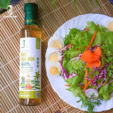 Giấm Mật Hoa Dừa Hữu Cơ SOKFARM 265ml, Chứa giấm cái, Thơm hương dừa, Chua dịu hỗ trợ sức khỏe - thay thế giấm táo