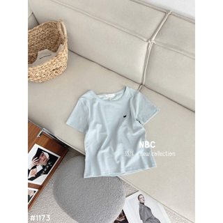 Áo phông cổ viền thêu nơ co giãn