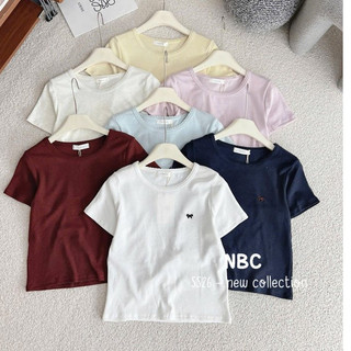 Áo phông cổ viền thêu nơ co giãn